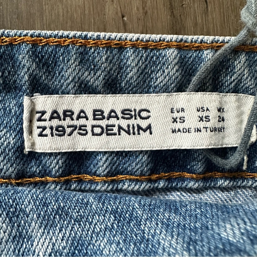 Zara Women’s Asymmetrical Mini Denim Jean Button Front Skirt Size XS Extra Small - Picture 5 of 7